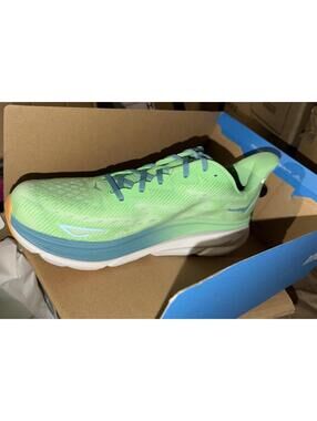 Hoka One Clifton 9 - Men's 13D Blue Orange Gym Running Trainers Sneakers, NIB